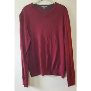 Johnston & Murphy Men's L Maroon Color Silk Blend V-Neck Long Sleeve Sweater